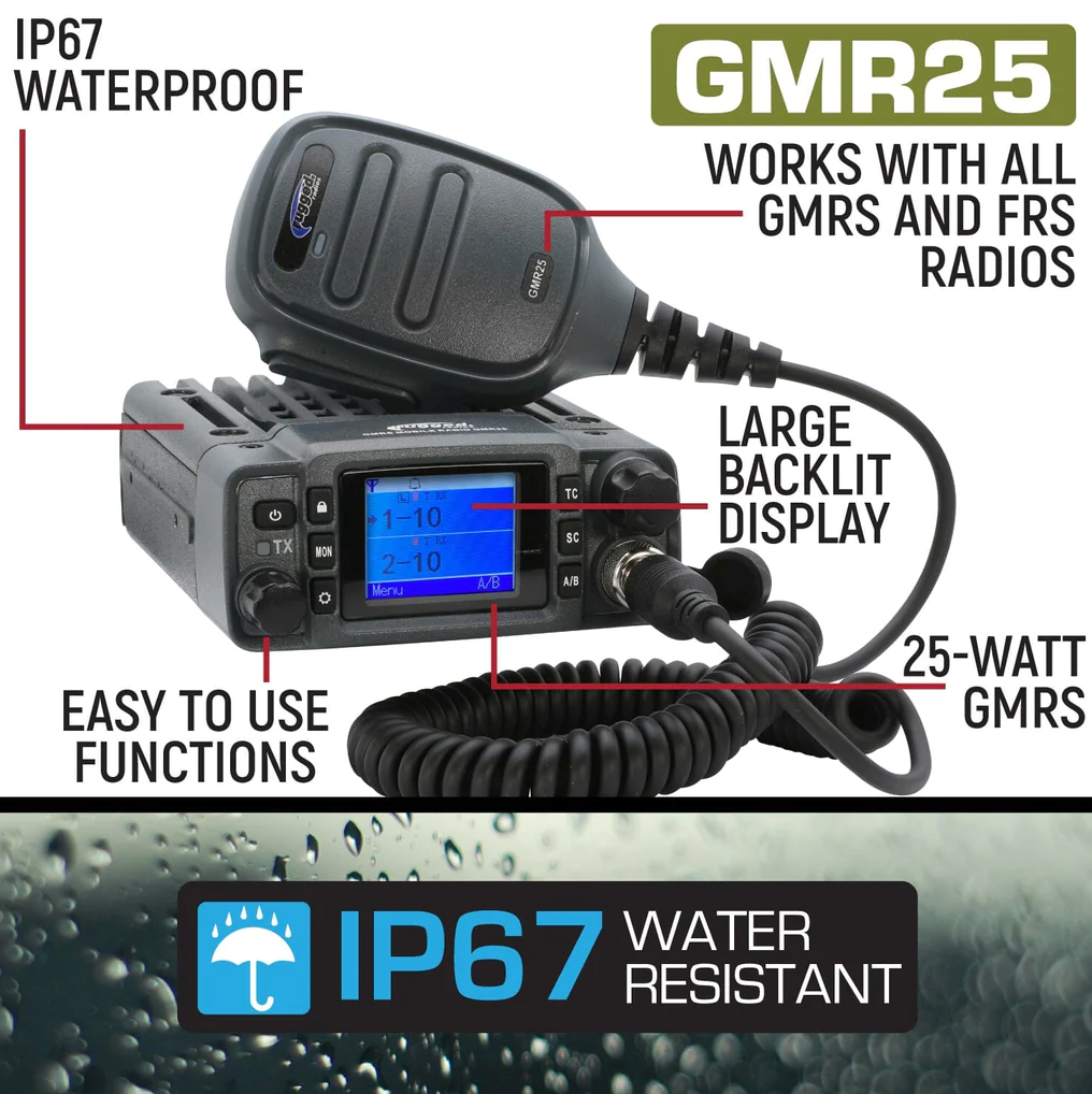 Radio Kit - GMR25 Waterproof GMRS Band Mobile Radio with Antenna