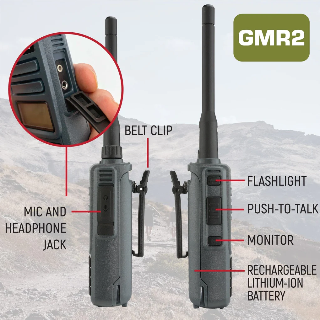 Rugged GMR2 GMRS and FRS Two Way Handheld Radio - Grey