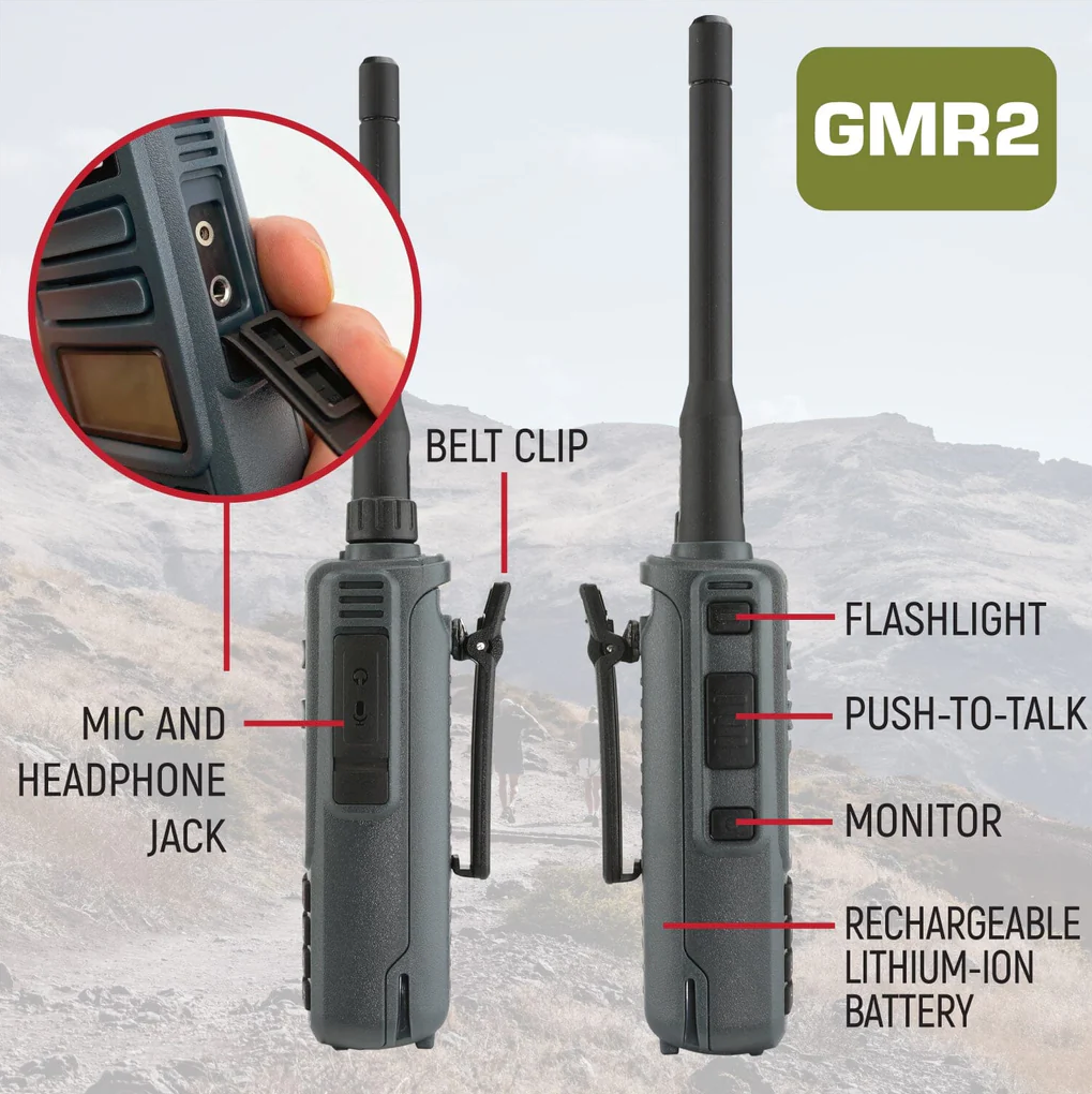 2 PACK - GMR2 GMRS and FRS Two Way Handheld Radios - Grey