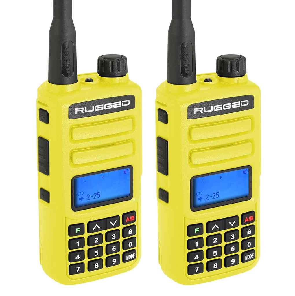 2 PACK - GMR2 GMRS and FRS Two Way Handheld Radios - High Visibility Safety Yellow