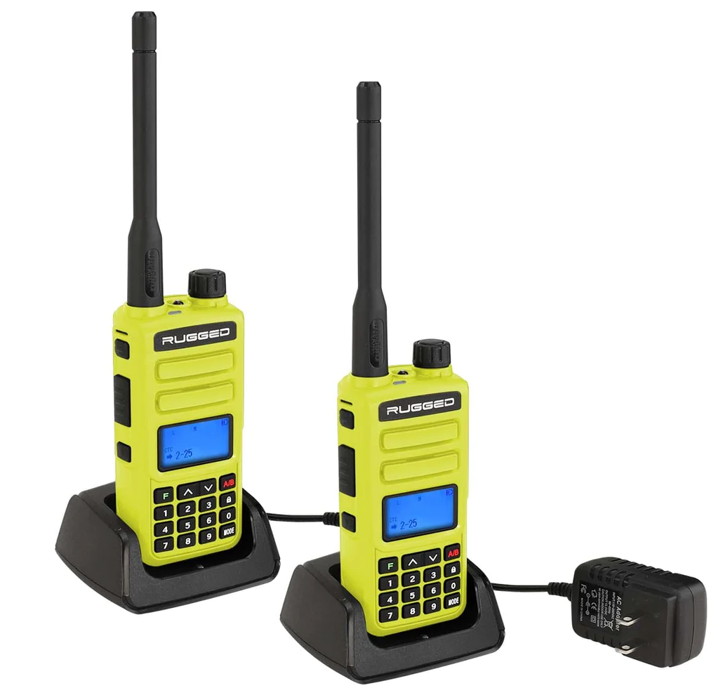 2 PACK - GMR2 GMRS and FRS Two Way Handheld Radios - High Visibility Safety Yellow