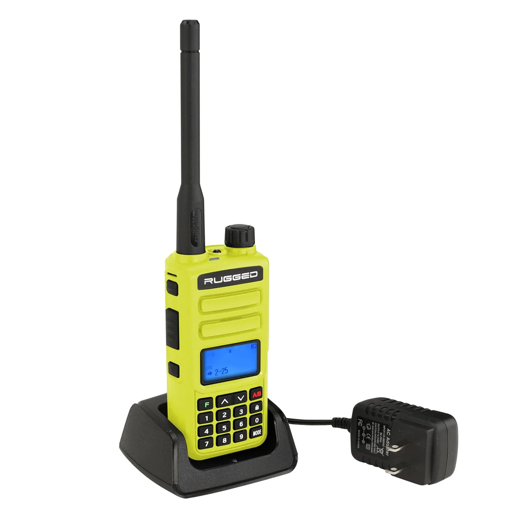 Rugged GMR2 GMRS and FRS Two Way Handheld Radio - High Visibility Safety Yellow