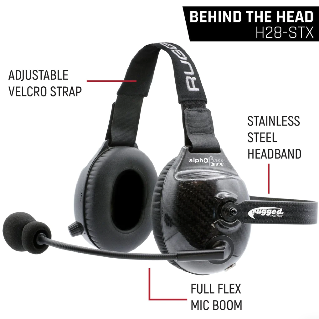 AlphaBass Carbon Fiber Headset for STEREO and OFFROAD Intercoms